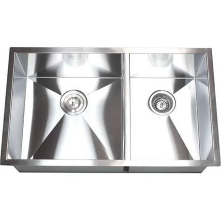 CONTEMPO LIVING F32196040 32 in Undermount Double Bowl 60 by 40 Kitchen Zero Radius Sink Stainless Steel F321960/40